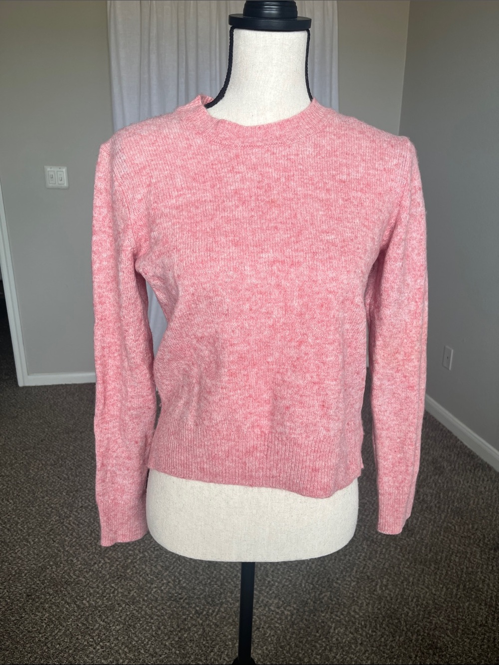 Gap Lambswool Blend Pink Heather Long Sleeve Crewneck Sweater Pullover Size M